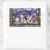 クリスマスソング – 動物のパーティー 長方形シール (バッグ)