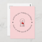 クリスマスソーシャルディスタンスおもしろいかわいい猫モノグラム ポストカード (正面/裏面)