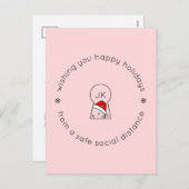 クリスマスソーシャルディスタンスかわいい猫モノグラム シーズンポストカード (正面/裏面)