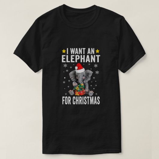 クリスマスゾウのパジャマには象が欲しい Tシャツ (デザイン正面)