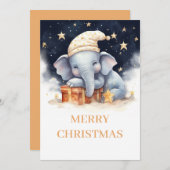 クリスマスゾウの水彩 シーズンカード (正面/裏面)