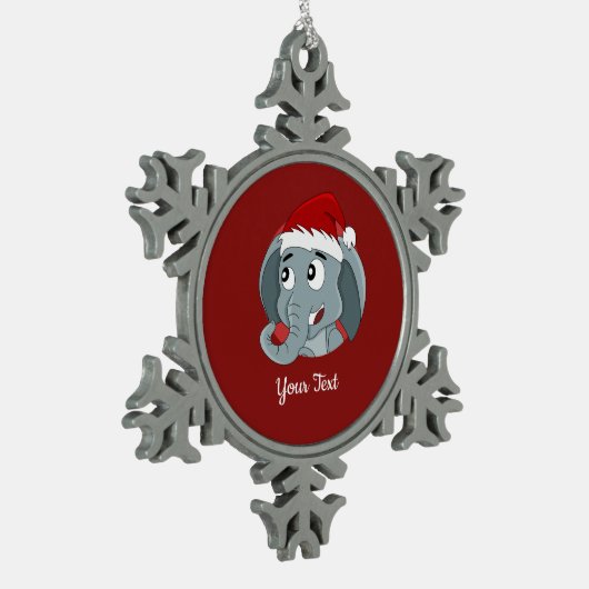 クリスマスゾウの漫画のスノーフレークのペーター・キリスト スノーフレークピューターオーナメント (左)