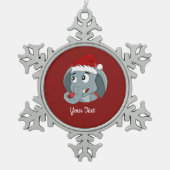 クリスマスゾウの漫画のスノーフレークのペーター・キリスト スノーフレークピューターオーナメント (正面)