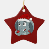 クリスマスゾウの漫画のセラミックオーナメント セラミックオーナメント (正面)