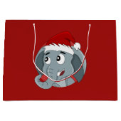 クリスマスゾウの漫画の大抱き枕 ラージペーパーバッグ (正面)