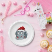 クリスマスゾウの漫画紙プレート ペーパープレート (パーティー)