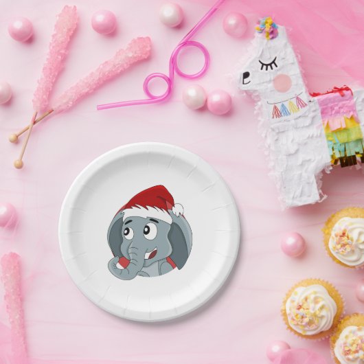 クリスマスゾウの漫画紙プレート ペーパープレート (パーティー)