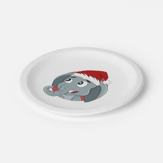 クリスマスゾウの漫画紙プレート ペーパープレート (アングル)