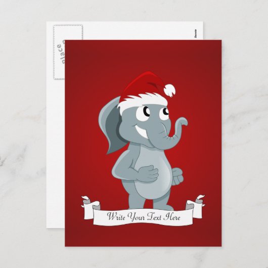 クリスマスゾウの漫画 シーズンポストカード (正面/裏面)