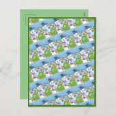 クリスマスゾウ建物かわいいパチデーム雪だるま シーズンポストカード (正面/裏面)