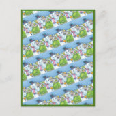 クリスマスゾウ建物かわいいパチデーム雪だるま シーズンポストカード (正面)