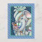 クリスマスゾウ、たくさんの贈り物と良い応援 シーズンポストカード (正面)