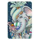 クリスマスゾウ、たくさんの贈り物と良い応援 マグネット (縦)