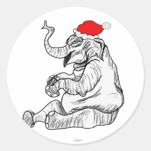 クリスマスゾウ ラウンドシール (正面)