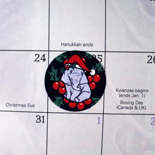 クリスマスゾウ ラウンドシール