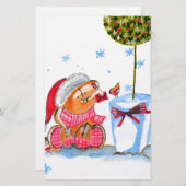 クリスマスゾウ 便箋 (正面/裏面)