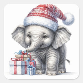クリスマスゾウ（祝日の贈り物あり） スクエアシール