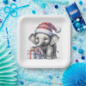 クリスマスゾウ（祝日の贈り物あり） ペーパープレート (パーティー)