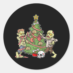 クリスマスゾンビクリスマスツリーメンズゾンビ ラウンドシール