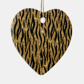 クリスマスタイガーグリッタープリントハート形状 セラミックオーナメント (右)
