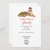 クリスマスタイガー企業のビジネスクリスマスパーティー 招待状 (正面/裏面)