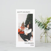 クリスマスタイプライター文字ミニマル写真 シーズンカード (スタンド正面)