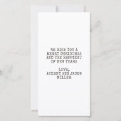 クリスマスタイプライター文字ミニマル写真 シーズンカード (裏面)