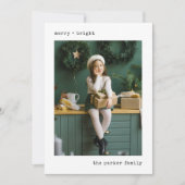 クリスマスタイプライター |写真付き白黒 シーズンカード (正面)