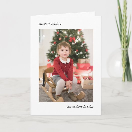 クリスマスタイプライター |写真付き白黒 シーズンカード (正面)