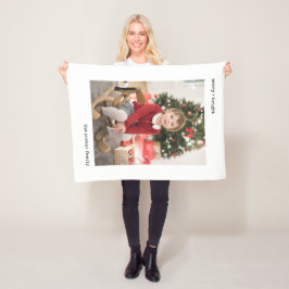 クリスマスタイプライター |写真付き白黒 フリースブランケット