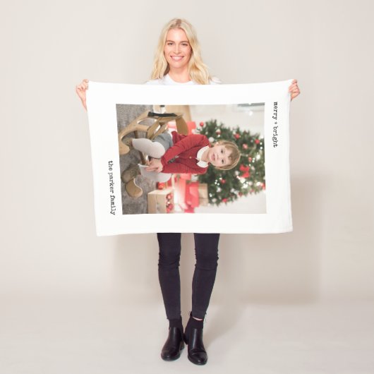 クリスマスタイプライター |写真付き白黒 フリースブランケット (インサイチュ)