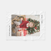 クリスマスタイプライター |写真付き白黒 フリースブランケット (正面(横))