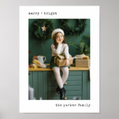 クリスマスタイプライター |写真付き白黒 ポスター (正面)