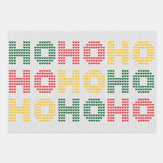 クリスマスタイポグラフィセーターテクスチャ ラッピングペーパーシート (正面2)