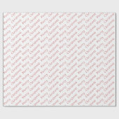 クリスマスタイポグラフィダークレッドオンホワイト ラッピングペーパー (フラット)