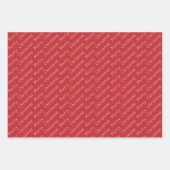 クリスマスタイポグラフィダ赤と白ーク ラッピングペーパーシート (正面3)