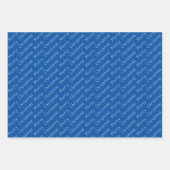 クリスマスタイポグラフィブルーアンドホワイト ラッピングペーパーシート (正面)