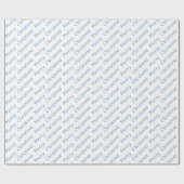 クリスマスタイポグラフィブルーオンホワイトラッピング紙 ラッピングペーパー (フラット)