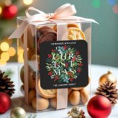 クリスマスタイポグラフィホリーベリーホームメイド スクエアシール
