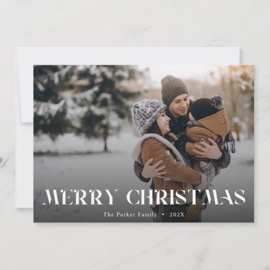 クリスマスタイポグラフィモダンのオーバーレイ文字写真 シーズンカード (正面)