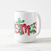 クリスマスタイポグラフィレッドグリーンフェスティバルコーヒーマグ コーヒーマグカップ (正面右)