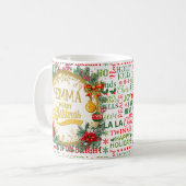 クリスマスタイポグラフィレッド&グリーンシームレスパターン コーヒーマグカップ (正面左)