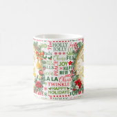 クリスマスタイポグラフィレッド&グリーンシームレスパターン コーヒーマグカップ (中央)