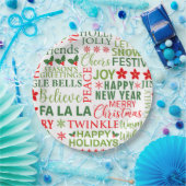 クリスマスタイポグラフィレッド&グリーンシームレスパターン ペーパープレート (パーティー)