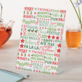 クリスマスタイポグラフィレッド&グリーンシームレスパターン 台座サイン (インサイチュ)