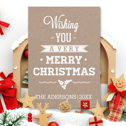 クリスマスタイポグラフィヴィンテージクラフト紙素朴 シーズンカード