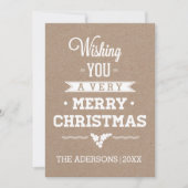 クリスマスタイポグラフィヴィンテージクラフト紙素朴 シーズンカード (正面)