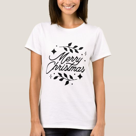 クリスマスタイポグラフィーフレーズ Tシャツ (正面)