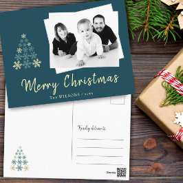 クリスマスタイポグラフィーホリデー写真ポストカード シーズンポストカード