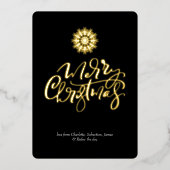 クリスマスタイポグラフィー写真パーソナライズ 箔シーズンカード (正面)